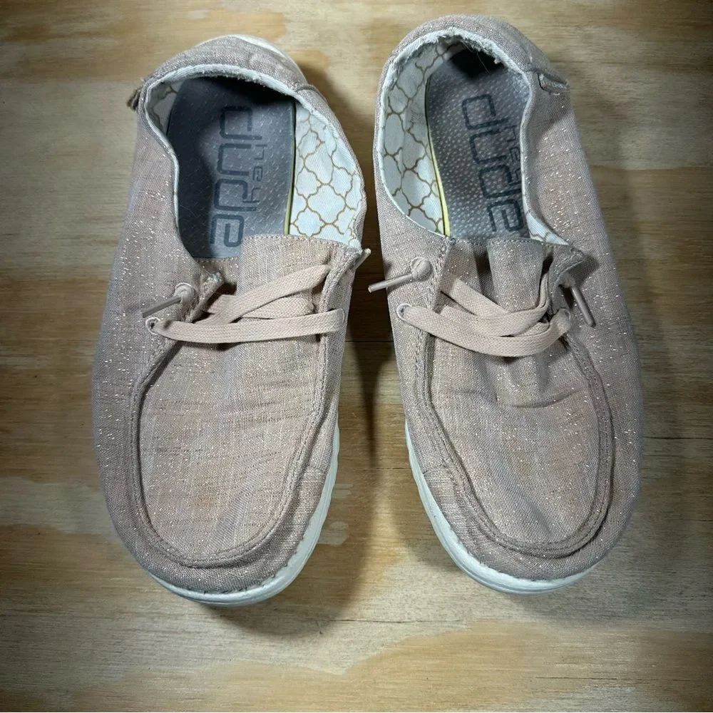 Hey Dude Wendy Sparkling Rose Gold Shoes Women’s Size 8